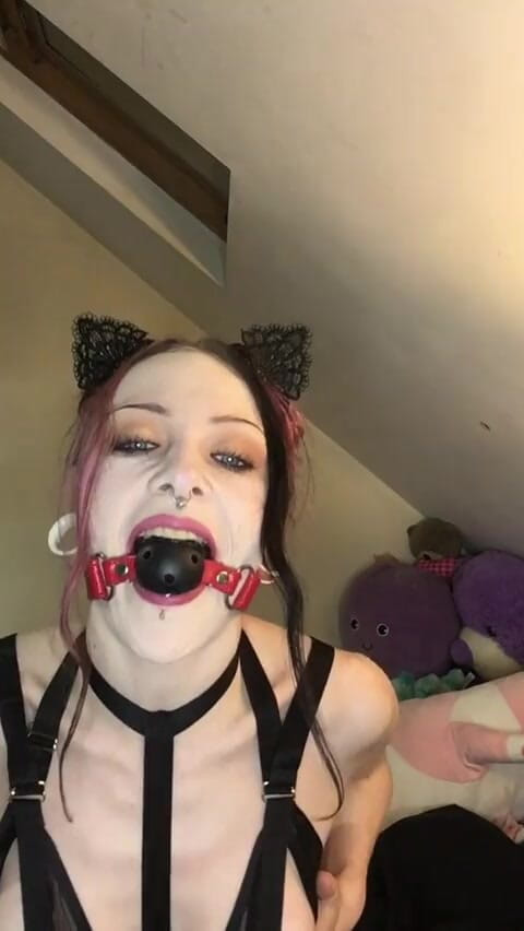 Rokkyhorrorx: エッチな猿轡をかぶったキティは静かにしようとした