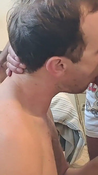 Stepdaddy Takes Dick Out of Boxers Lets Junior Take It Down His Throat and Boy Pussy!