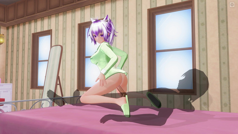 H3DC: HENTAI EN 3D. Une petite amie charmante en pyjama vert en...