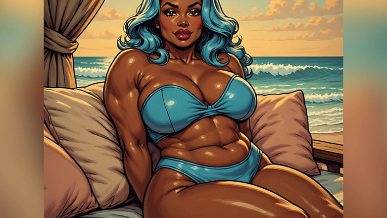 AI Porn: Bronzeadas na praia, garotas Ai Art