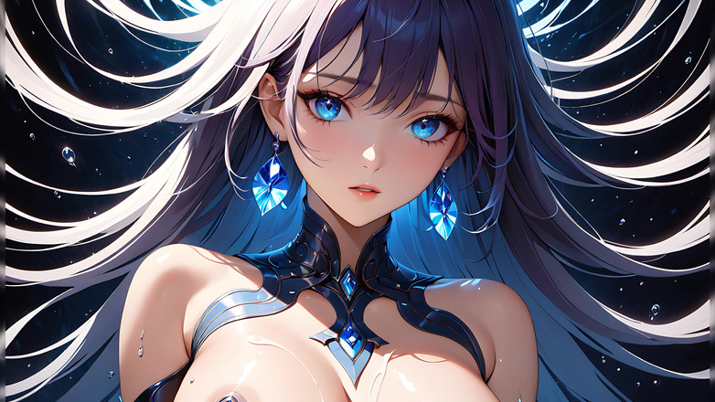 AI Girls: Živé umění - umělecká nahá žena vyzdobená posunující se abstrakcí