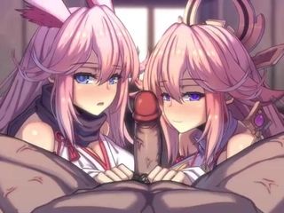 Velvixian_2D: Yae Miko y Yae Sakura dan mamada
