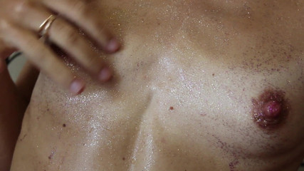 Angel_solo: Ice on titties. Hard nipples and wet body