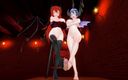 H3DC: 3D Hentai. POV Succubus s přítelkyní masturbují tvého ptáka nohama