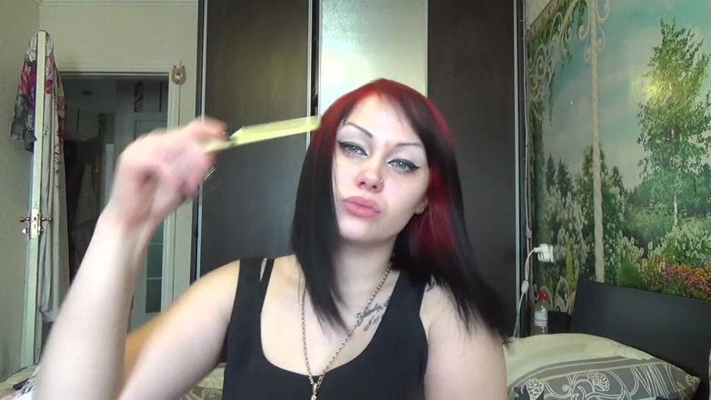 Goddess Misha Goldy: Brushing my hair with little and big brush and by...