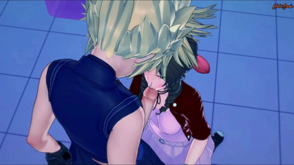 Hentai Smash: Aerith ขี่ควย Cloud ในห้องน้ำก่อนโดนแตกในติดผนัง Final Fantasy 7 Hentai