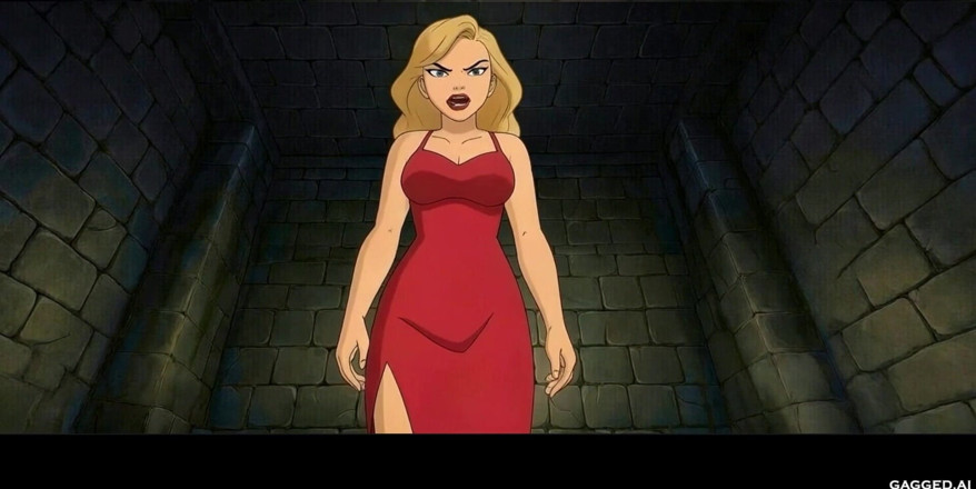 Gagged AI Cartoons: 赤い服の女