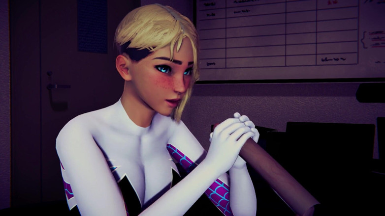 Waifu club 3D: Gwen ti masturba il cazzo fino a quando non vieni