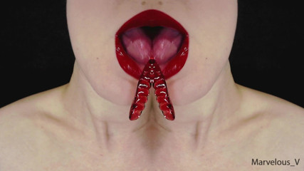 Marvelous V: Quente sexy lábios vermelhos lambendo e chupando lollypop e outras...