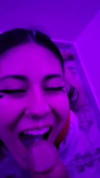 Latina Receiving Semen in Her Rich Little Mouth