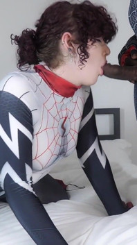 Spider Girl Femboy Trap Face Fucked by Miles Morales BBC