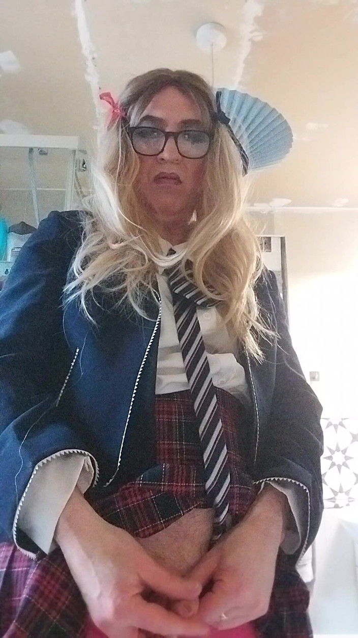 Cindy Belfast: Horny Sissy in Uniform Loves Her Precum