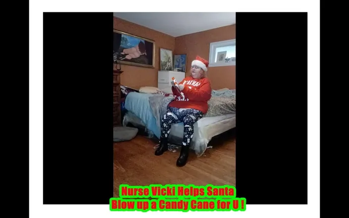 BBW nurse Vicki adventures with friends: Nurse Vicki Blows up Huge Candy Cany for Santa!