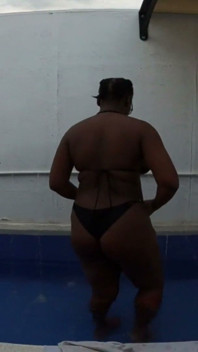 Big Ass Cock Sucking Goddess in Thong Went Over to the Neighbor Small Tub Pool Telling Him to Get His Dick Wet - Mastermeat1