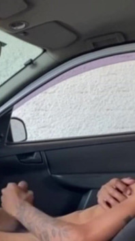 Skinny Jerking off and Cumming Inside the Car