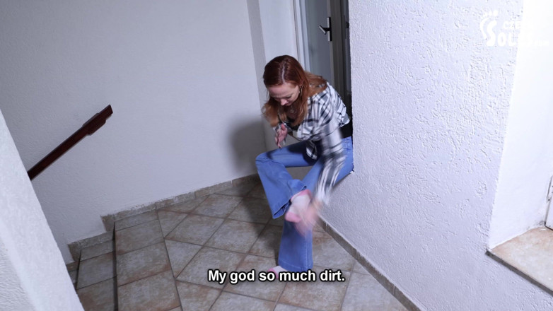 Czech Soles - foot fetish content: Cleaning her dirty bare feet as a punishment
