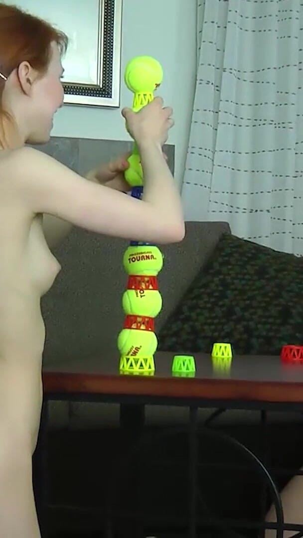 Lost Bets Games: Two Lesbians in an Intimate Strip Ball Stacks Challenge