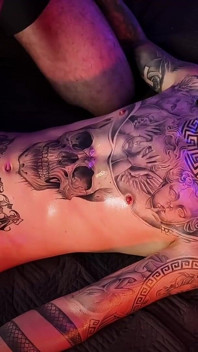 Camilo Brown Giving an Intense Oil Handjob to Hot Tattooed Twink Inked Mike