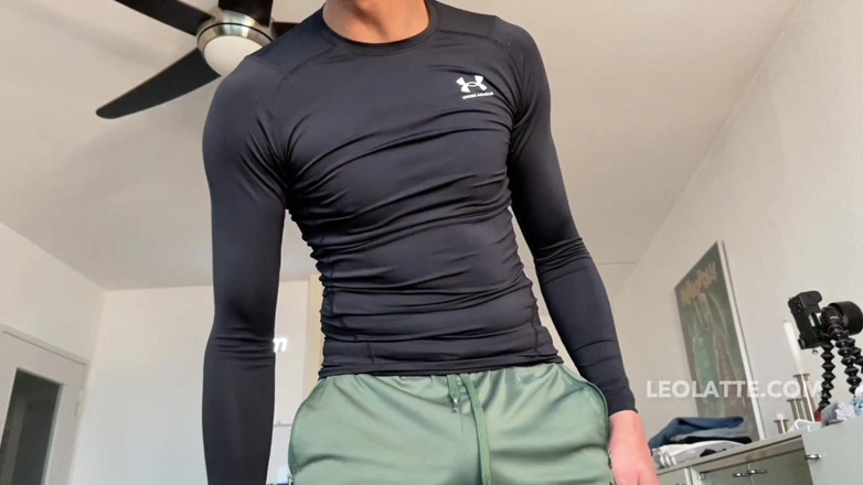 Leo_latte: Leo Latte in Nike Jockstrap - Big Bulge Tease &amp; Full Jerk...