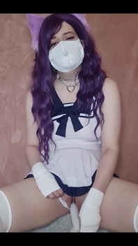น้องแมวสนุกกับดิลโด้มุกของเธอ