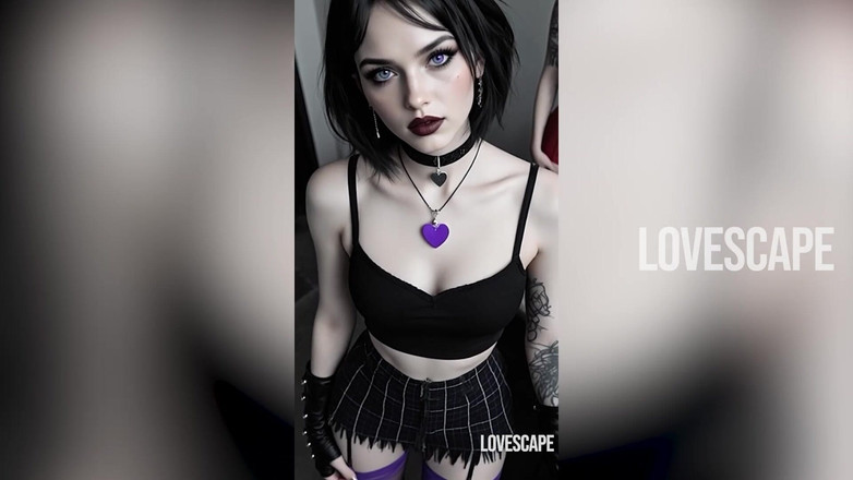 Lovescape: Sesi goth kasar: menghisap gangbang batang berkongkek &amp; pancutan berkrim