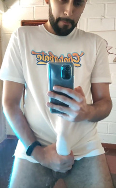 Camilo Brown: Jerking off and cumming through my white t-shirt