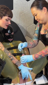CBT Ball Crushing and Double Silicone Sounding with Madame Li Ying and Our Rubber Gimp