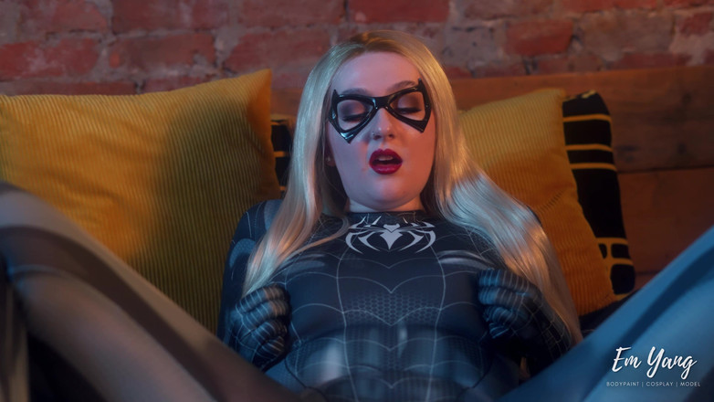 Em Yang: Černá kočka Cosplay Sólo šukání a škádlení