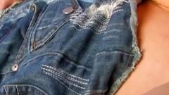 Blonde with big tits has anal sex and blowjob in a cave on a blanket