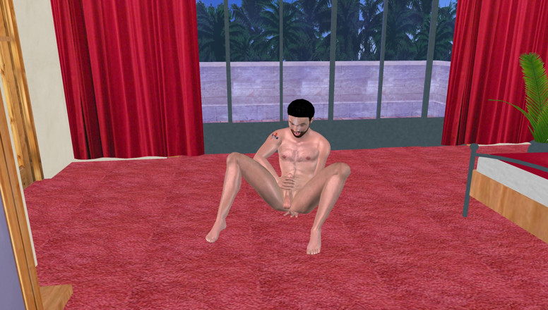 LustMen: Porno animat 3D gay - bărbat frumos scuturând pula pe pat, apoi...
