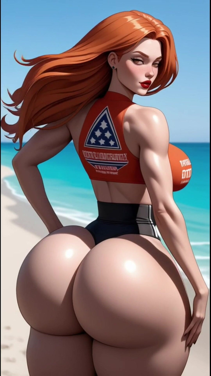 Hot girl dancing: Enorme culo rimbalza sulla spiaggia, Ai animazione
