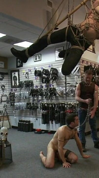 Ripped Boy Gets His Hole Shocked and Filled at Mr. S Leather Store.