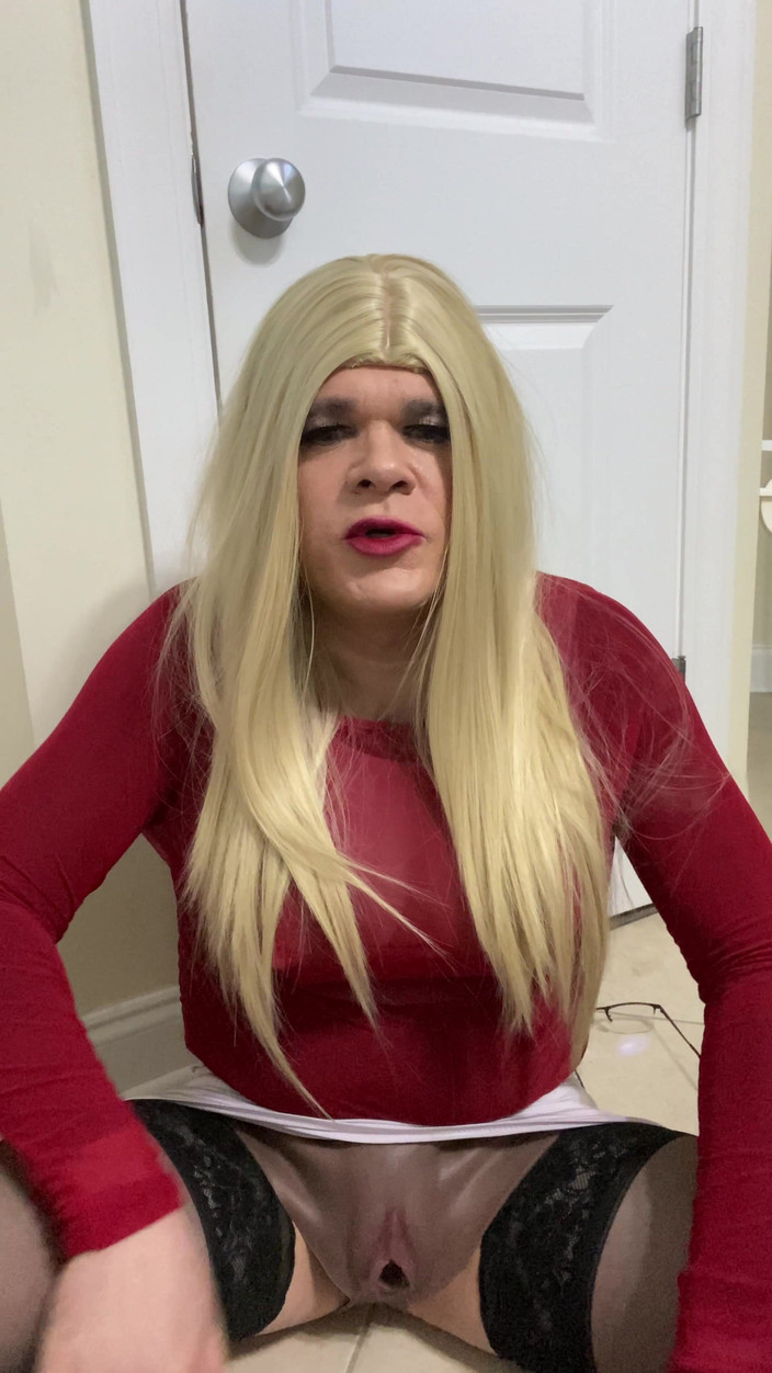 MadisonCD2025: Sexy Crossdresser Trans Female Wearing a Fake Toy Pussy Teases...