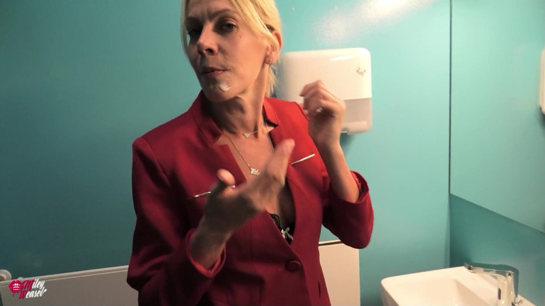 Miley Weasel: Blonde Office Slut Fucked in Company Toilet!!