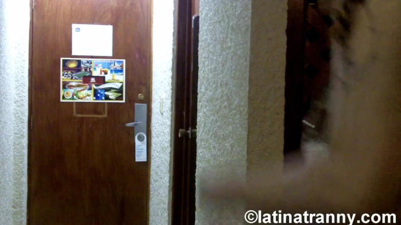 Nikki Montero: Crazy TS Nicole Montero jerking off the hotel hall in...