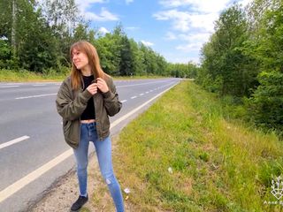 Anne-Eden: Fuck on Highway with Sperm Walk