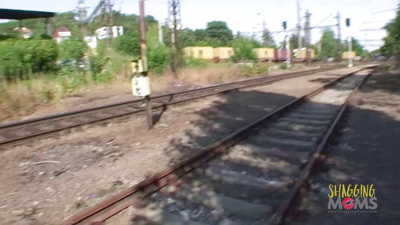 Shagging Stepmoms: Mature brunette fucking two dudes on the rails