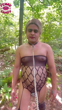 Femme Sandy - Bare in the Bushes: Exposure Walk & Swallowing