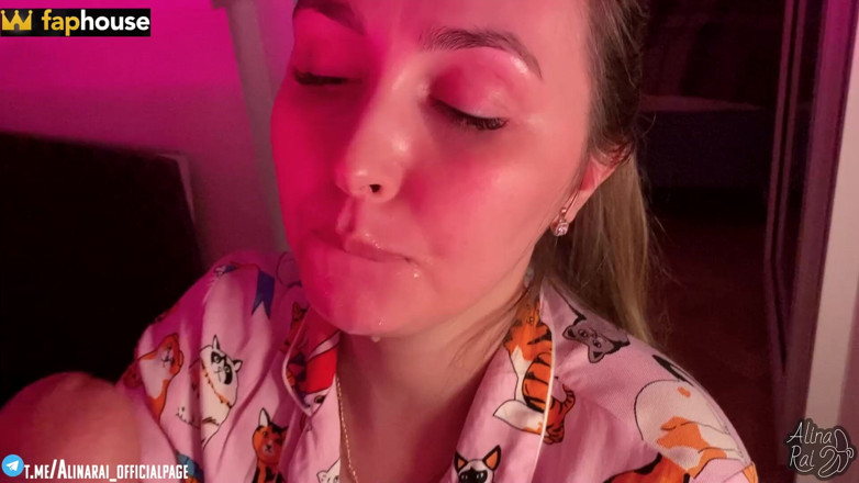 Alina Rai: Cum in mouth for stepmom before bed