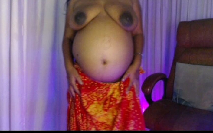 HotGirl21: Desi sexy těhotná dáma si hraje nahou show s velkým...