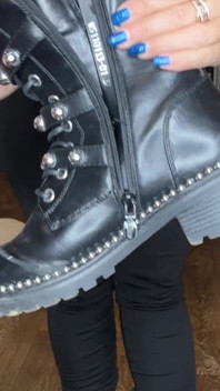 I Show a Beautiful Figure in Black Leggings and Black Boots/