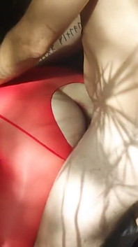Private Fucking in Red Fishnet Stockings, Sexy Outfit and Seductive Poses