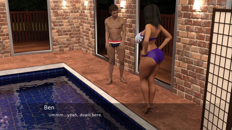 Porny Games: Projek hotwife - awek bertetek besar belajar berenang (29)