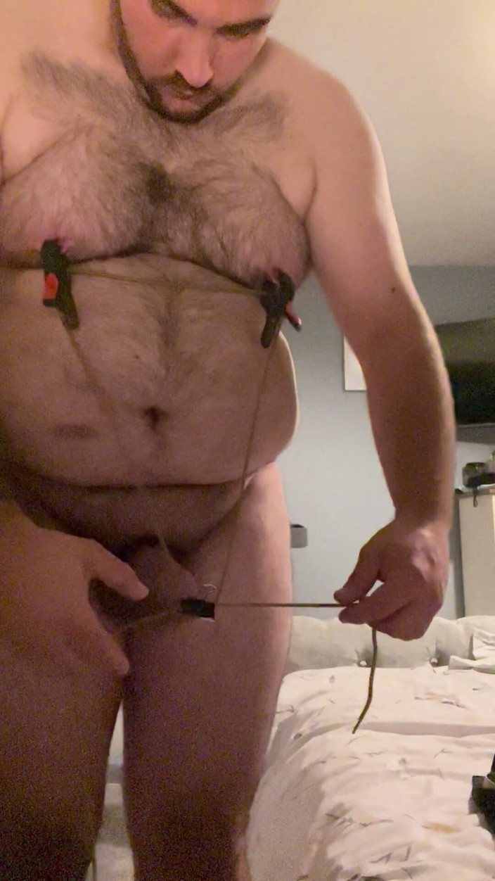 Shaun Cbt: Cock and Ball Bondage Under Swimsuit with Nipple Clamps
