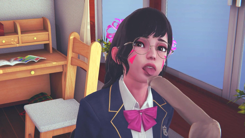 Waifu club 3D: DVA studentka olizuje tvého ptáka jazykem a dostane sperma na...
