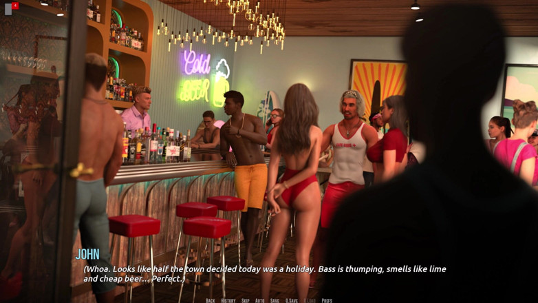 3D Cartoon Porn: 도미노 비치 21: 승리 파티 시작 및 크리스틴의 기념일 걱정 (sfw)
