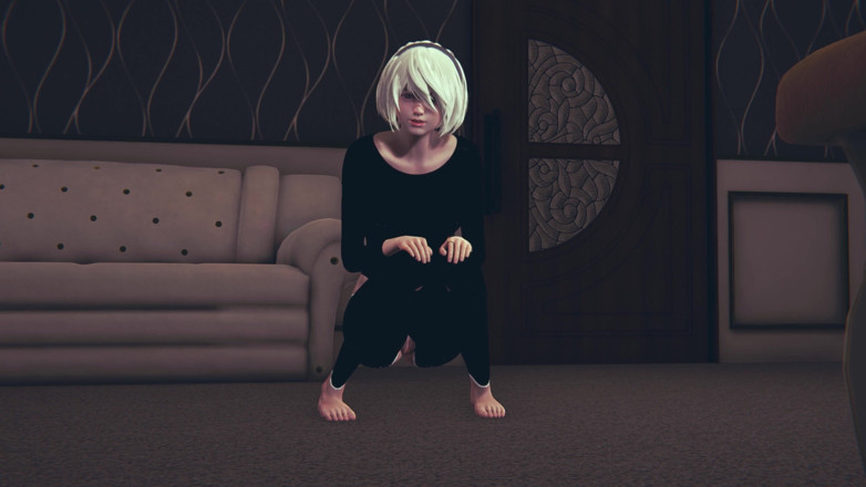 Waifu club 3D: 2b mengerang dan masturbasi memeknya