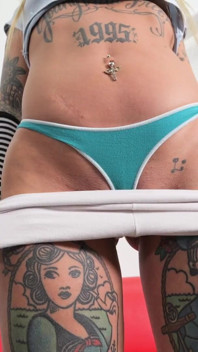 Perfect Round Ass Tattoo Babe and Huge Puffy Cameltoe!
