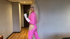 Tranny Princess Peach Solo Latex Masturbation