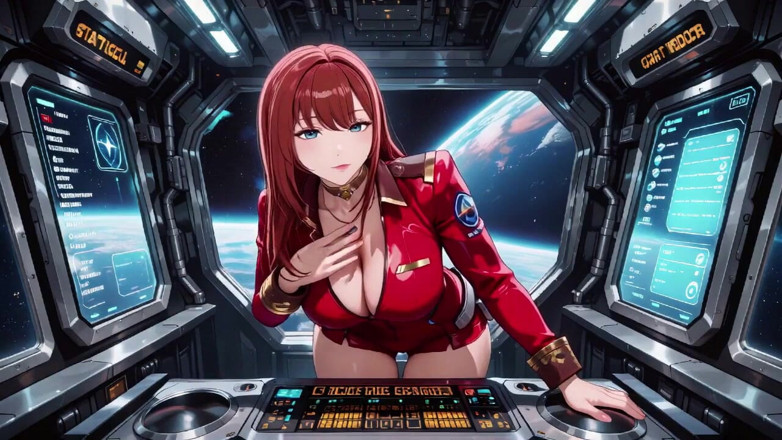 Tay Swift X: Red-haired Commander! Private Moments in the Sci-fi Ship Cockpit